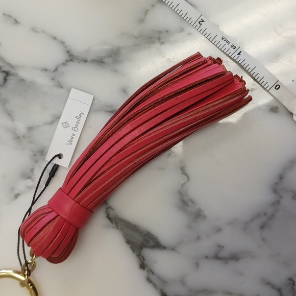Vera Bradley Loop Keychain Sunset Canyon Tassel Bag Charm Genuine Leather NWT - Picture 6 of 17